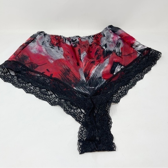 Vintage MAIDENFORM Women’s Abstract Print Black Red Metallic Panties Disco Sz 6 - Picture 1 of 8